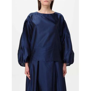 Silk - Midi Dress - Blauw - Puff Sleeves