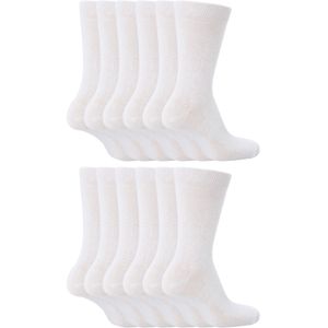 12 Paar Effen Schoolsokken Jongens & Meisjes Sok Snob - Wit