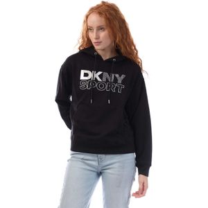 DKNY Dames/Dames Rinestone Logo Hoodie (Zwart/Zilver)