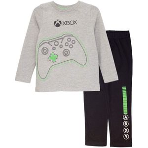 Xbox Jongens Controller Pyjamaset (Zwart/Heather) - Maat 6-7J / 116-122cm