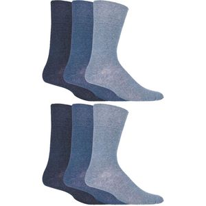 Gentle Grip - Heren 6 paar diabetische sokken - Blues