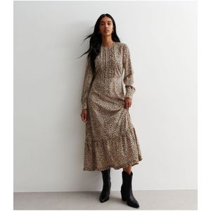 Maxi-jurk Met Luipaardprint En Lange Mouwen - Maat 38