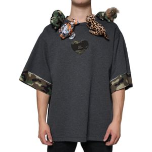 Dolce & Gabbana - T-shirt - Grijs - Relaxed Fit - Korte Mouwen - Camouflage Trim