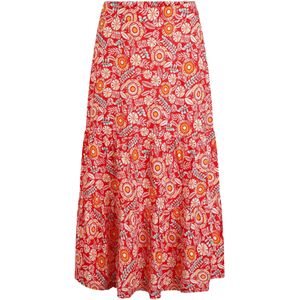 Weird Fish Dames Cassis Gedrukt Laagjes Midi Rok (Tango Rood)