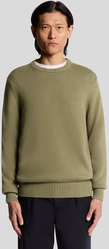 Lyle & Scott wolmix trui met ronde hals - Groen