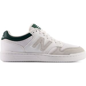 Heren New Balance 480 Leather Mesh Lace Up Trainers in Wit