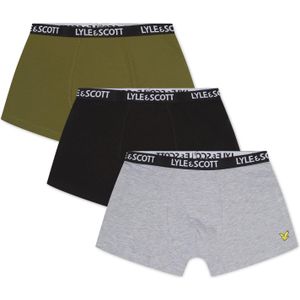 Lyle & Scott Jongens Core Boxershorts (Set van 3) (Grijs/Olijf/Zwart)