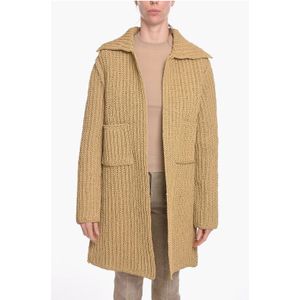 SALON 01 Handgebreide leren jas in beige