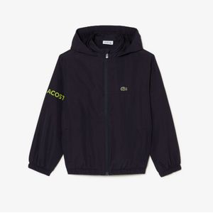 Boy's Lacoste Recycled Polyester Hooded Jacket in Navy