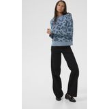 Kaffe - Kasandra Pullover Ls Strik - Coltrui - Blauw - Dierenpatroon