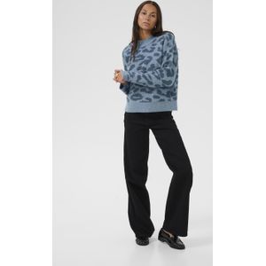 Kaffe - Kasandra Pullover Ls Strik - Coltrui - Blauw - Dierenpatroon