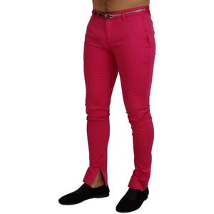 Dolce & Gabbana Slim Fit Fuchsia Roze Katoenen Broek Voor Heren