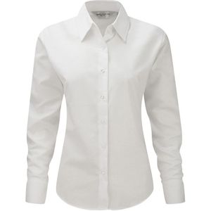 Russell Collectie Dames/Dames Lange Mouw Easy Care Oxford Shirt (Wit) - Maat S