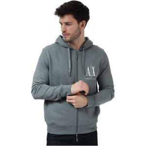 Armani Exchange Icon hoodie met rits en logo, grijs