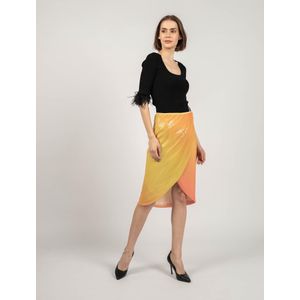 Patrizia Pepe - Midi Rok - Geel - Oranje - Hoogwaardige Stof - Pailletten
