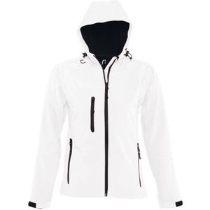 SOLS Dames/dames Replay Hooded Soft Shell Jacket (ademend, Winddicht En Waterbestendig) (Wit) - Maat L