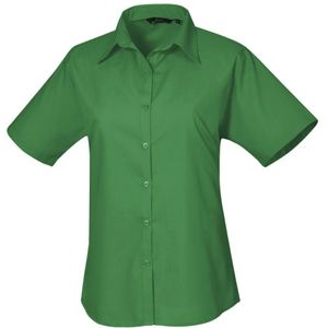 Premier Popeline Blouse Met Korte Mouwen / Gewoon Werkoverhemd (Smaragd) - Maat 44