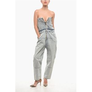 Mouwloze denim jumpsuit in blauw