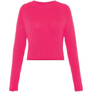 Mymo - Jumper - Roze - Wijd Geribd Breisel - Casual Basic Fit