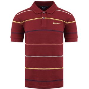 Ben Sherman Gestreept Heren Bourgondisch Polo Shirt