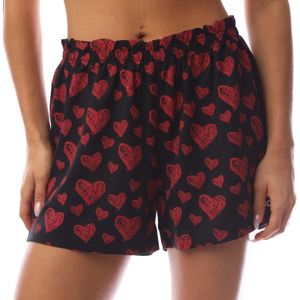 Hugo Mannen Nikka Hearts Pyjamashorts (Rood/Zwart)