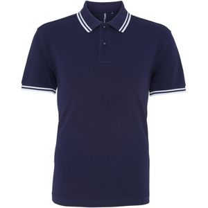 Asquith & Fox Heren Klassiek Fit getipt Poloshirt (Marine / Wit)