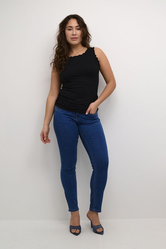 Jersey Top - Zwart - Slim Fit - Mouwloos