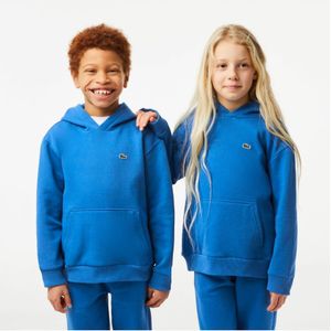 Jongens Lacoste Kids Organic Cotton Flannel Hoody in Blauw