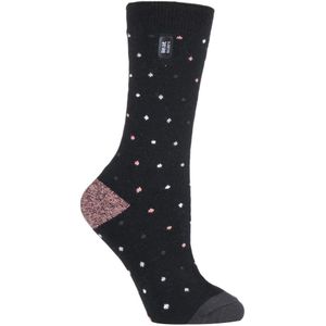 Heat Holders Dames Ultra Lite thermo geklede sokken - Zwart Spots (Bes)