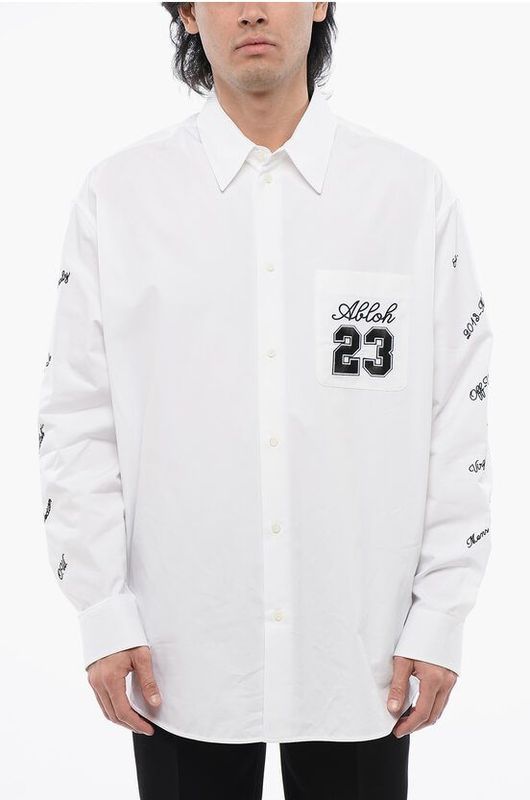Overhemden - Oversize Fit 23 - Geborduurd Overhemd - Wit