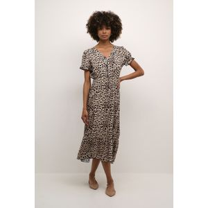 Cream - Jurk 'Lina' - Bruin/Wit - Dierenprint - 3/4 Lengte