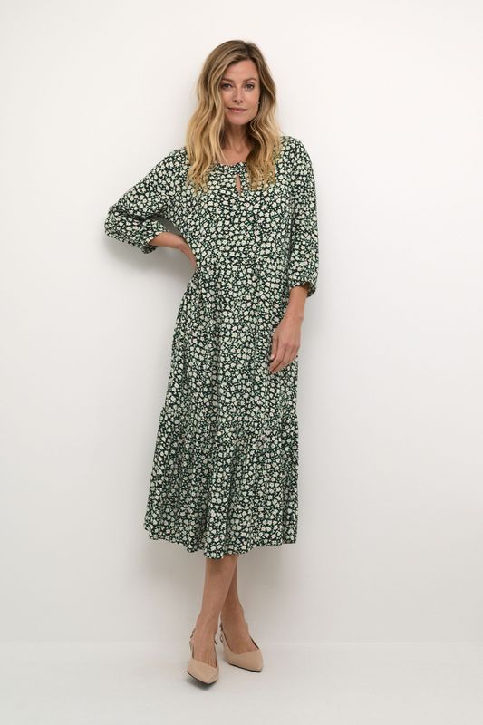 Cream Jurk 'Tiah'  groen / wit