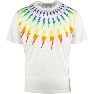 Neil Barrett veelkleurig bliksemschicht wit oversized T-shirt