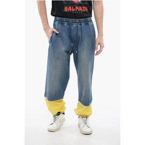 BALMAIN X POKEMON Denim Gaucho Shorts met elastische tailleband in lichtblauw