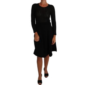 Dolce & Gabbana - A-lijn Midi Jurk - Zwart - Dames - 50% Kasjmier