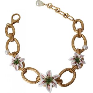 Dolce & Gabbana Gouden ketting dames Lelie bloemen Choker verklaring sieraden ketting
