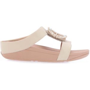 Fitflop Lulu Crystal-Circlet H-Bar Slide Sandals In Stone - Dames - Maat 37.5