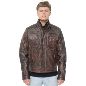 Leren Bikerjack - Vintage Zwart - Toronto - Heren