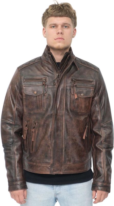 Leren Bikerjack - Vintage Zwart - Toronto - Heren