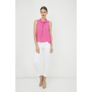 Mouwloze Top - Roze - Geweven Crêpe Stof - Plooidetail