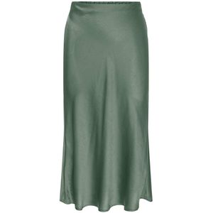 PIECES Midi Rok PCALMA Grijs - Maat L