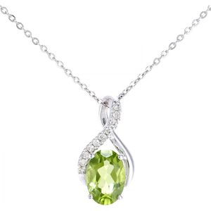 9ct witgouden 0,81ct peridot en 0,04ct diamanten hanger