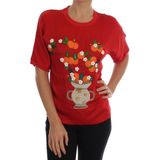 Dolce & Gabbana - Sicilië - Blouse - Rood - Korte Mouwen - Geborduurd