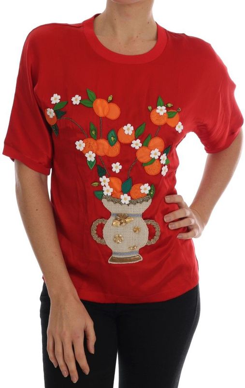 Dolce & Gabbana - Crystal Top - Blousetop - Rood - Zijde/Katoen