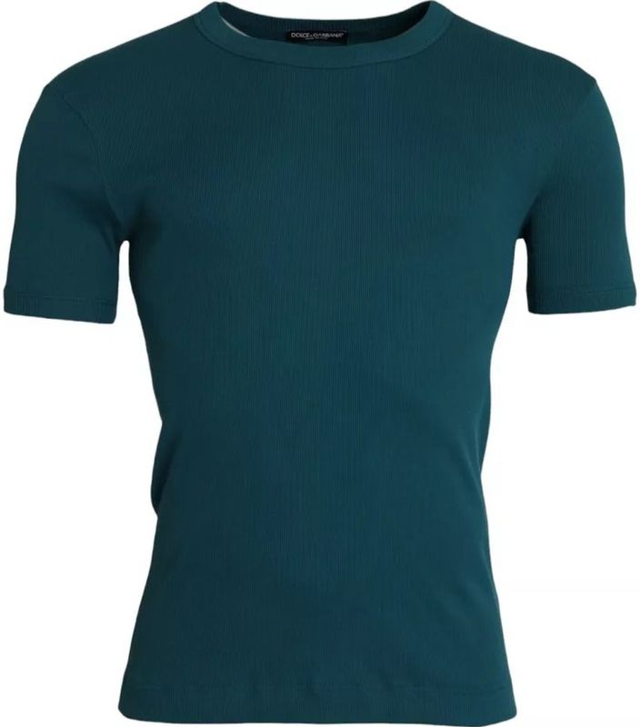 Dolce & Gabbana - T-shirt - Blauw - Katoen - Korte Mouwen - Ronde Hals