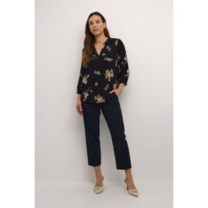 Blouse met korte mouwen Regular fit Black/Brown Flower Print floral