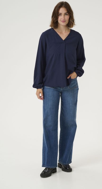 Kaffe - Blouse 'Ka Elsa' - Donkerblauw - Blouseshirt