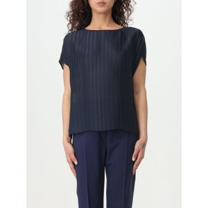 Emporio Armani - Blouse - Blauw - 100% Zijde - Korte Mouwen