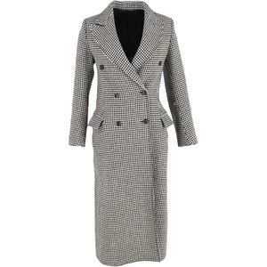 Joseph Dubbelzijdige Houndstooth Jas in Zwart en Wit Wol
