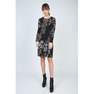 CONQUISTA - Jurk - Met Lange Mouwen - Abstracte Print - Recht Silhouet - Tot Aan De Knielengte